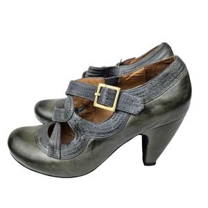 Miz Mooz Retro 40s Antique Gray Leather Mary Janes 8.5